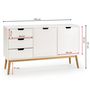 Voir la diapositive 4 : VS VENTA-STOCK Buffet Baku 3 tiroir y 2 porte blanc, pin massif, longueur 140 cm