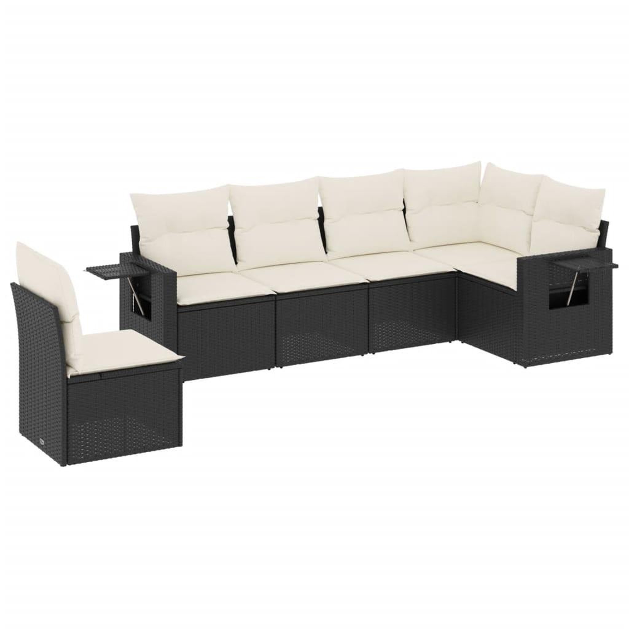 Voir la diapositive 2 : VIDAXL Salon de jardin 6 pcs avec coussins noir resine tressee