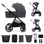 KINDERKRAFT Poussette combinée polyvalente 2 en 1 avec siège réversible à 27 kg. Coloris disponibles : Gris, Noir, Beige