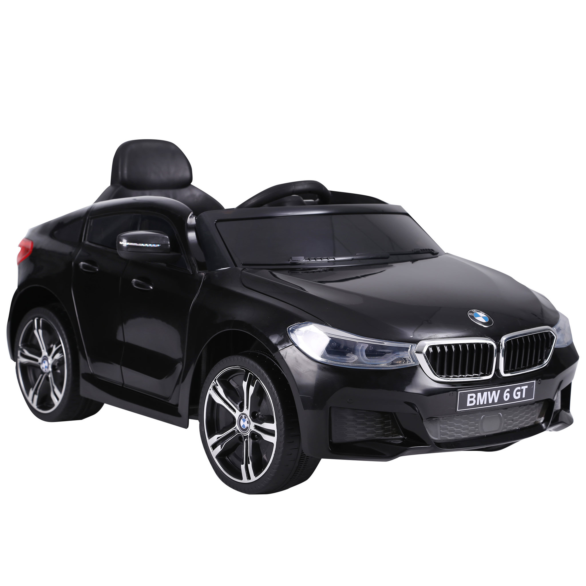 Voir la diapositive 1 : HOMCOM Voiture électrique enfants 6 V 3 Km/h max. effets sonores et lumineux télécommande incluse noir BMW 6 GT