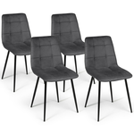 ID MARKET Lot de 4 chaises MILA en velours gris foncé pour salle à manger