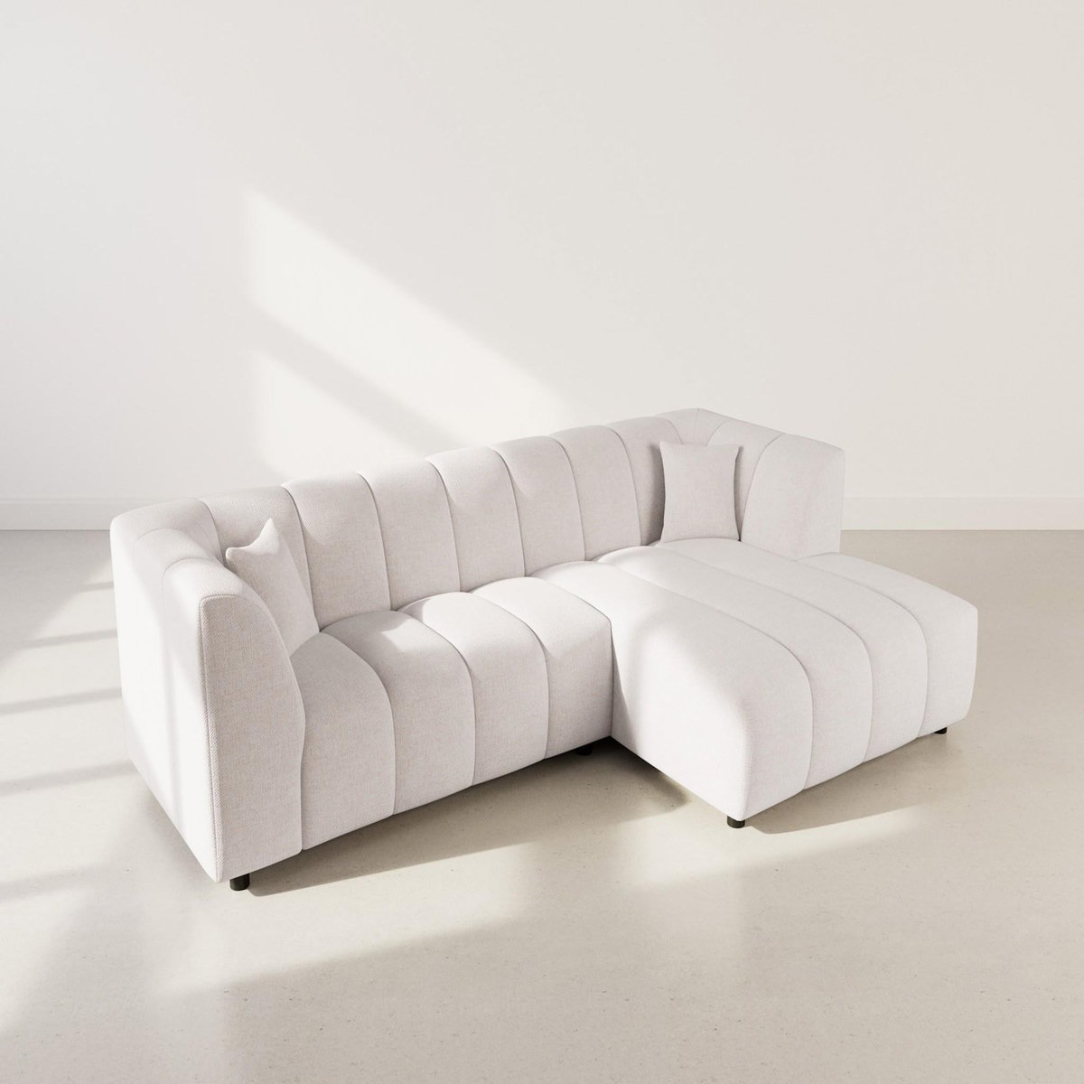 LISA DESIGN Curtis - canapé d'angle droit 4 places avec accoudoir en tissu texturé