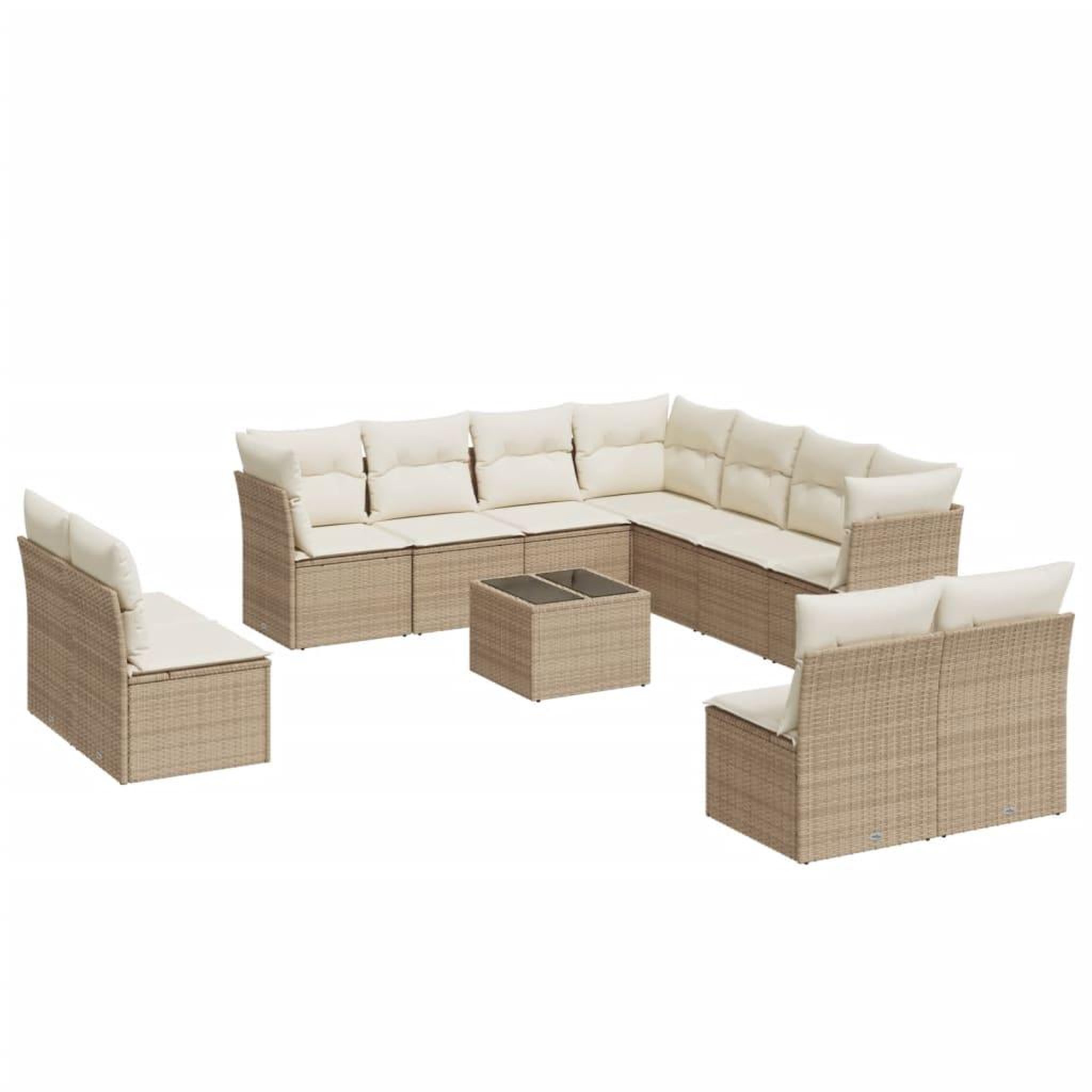 Voir la diapositive 2 : VIDAXL Salon de jardin avec coussins 12 pcs beige resine tressee