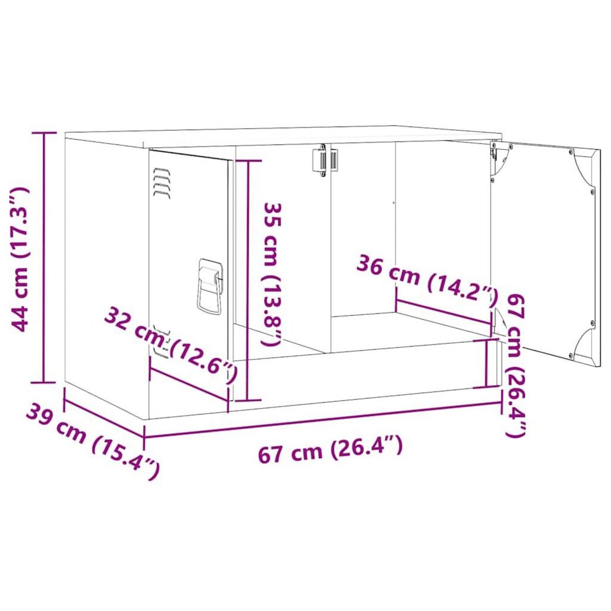 VIDAXL Meuble TV noir 67x39x44 cm acier