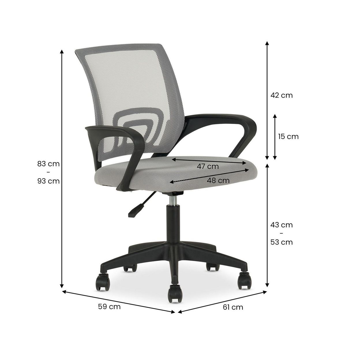 IDIMEX Chaise de bureau ergonomique JAKE réglable en tissu mesh