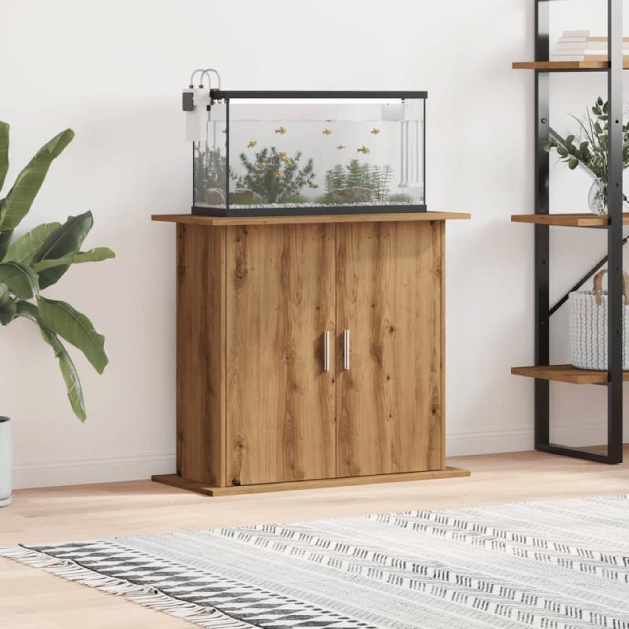 VIDAXL Support d aquarium chêne artisanal 81x36x73 cm bois ingénierie