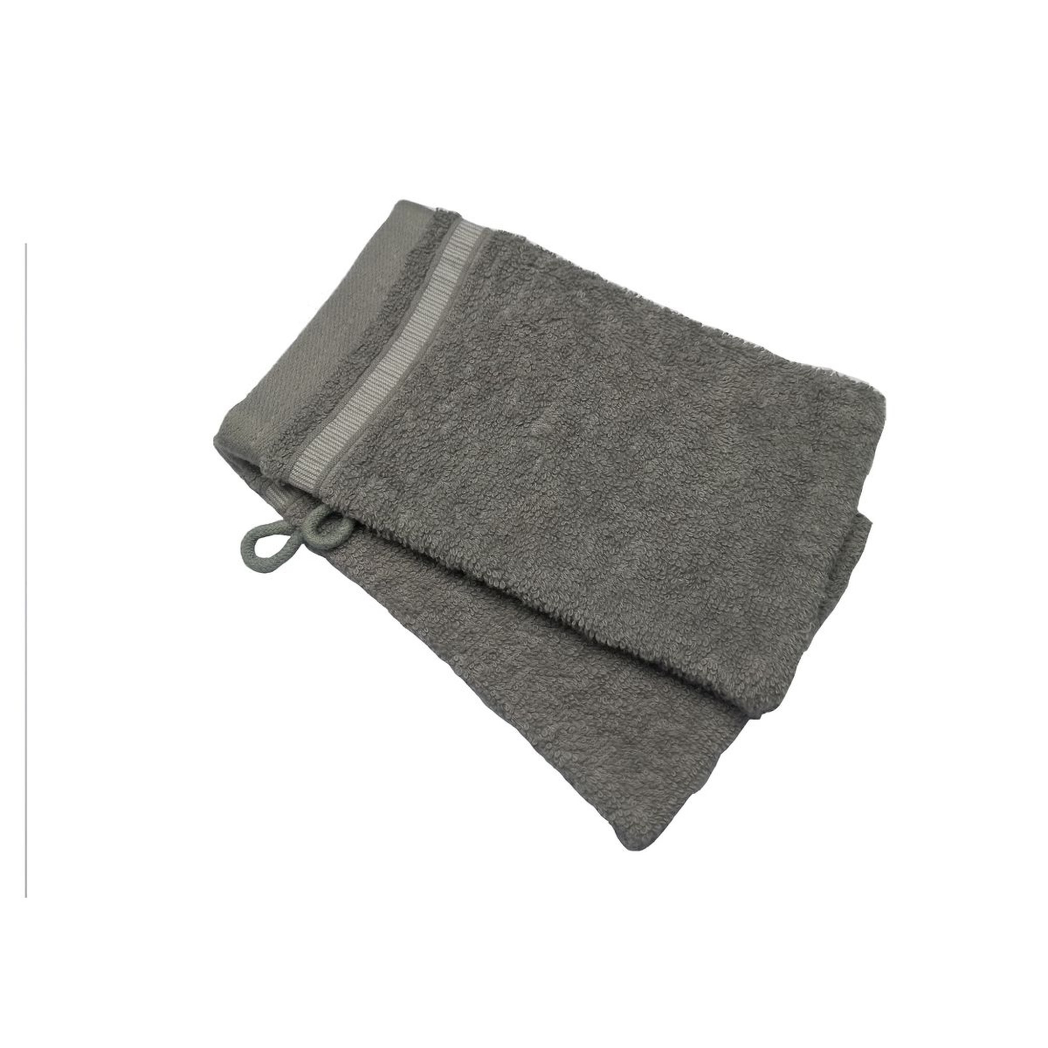 ACTUEL Lot de 2 gants de toilette uni en polycoton recyclé 450gsm