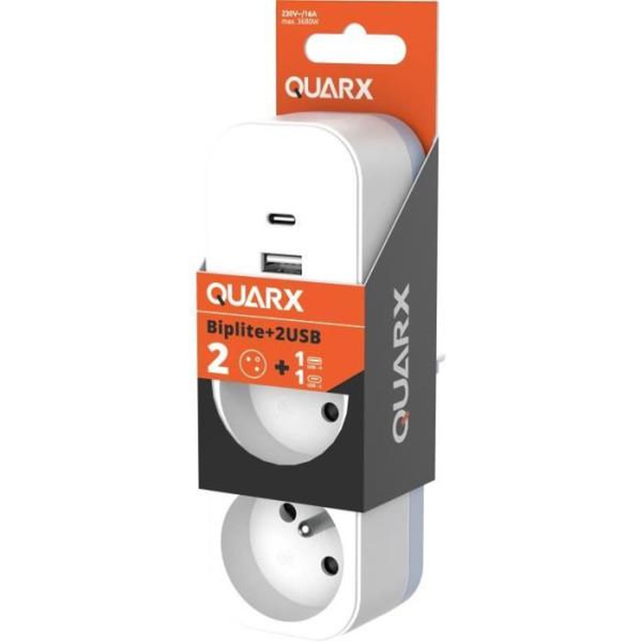 QUARX Biplite - quarx - 2p 16a - avec usb-a et usb-c, conforme nf