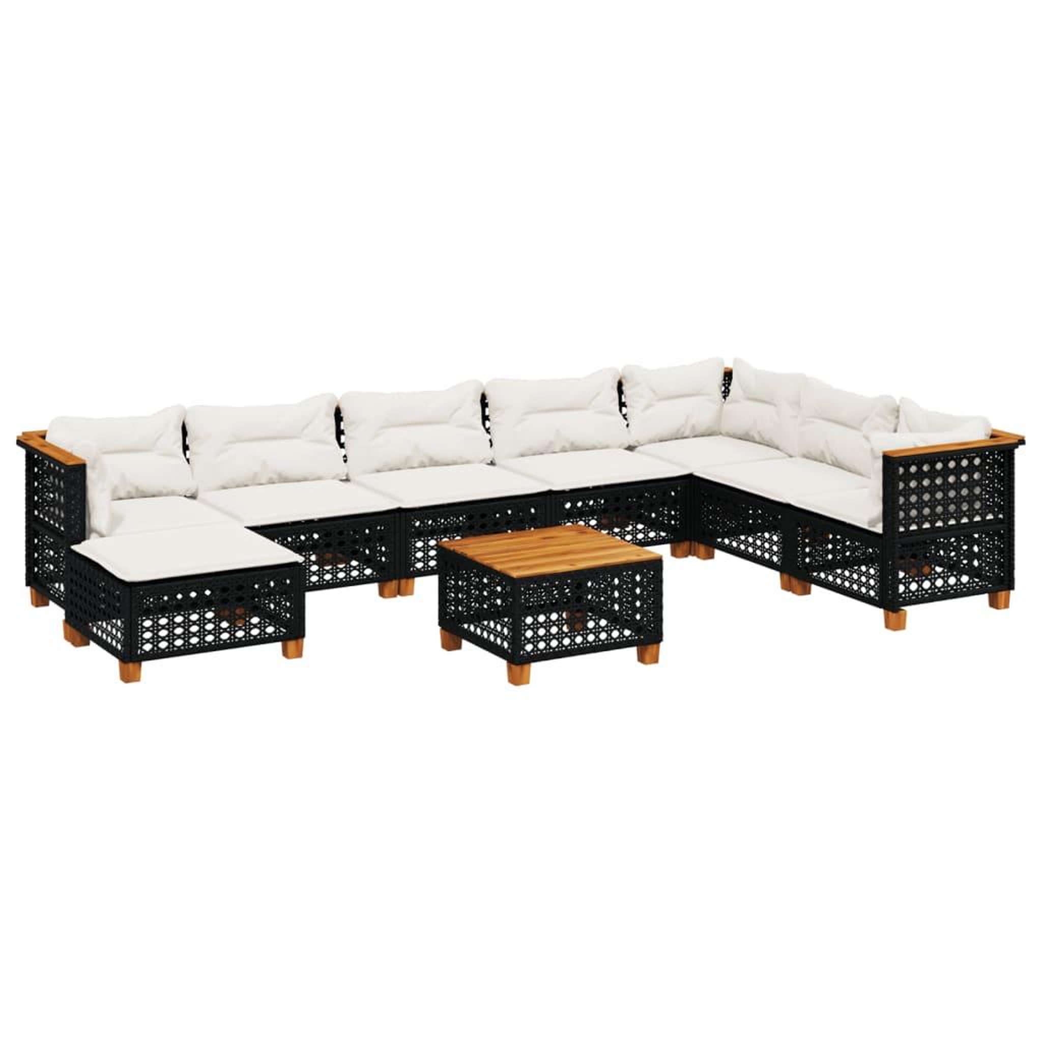 Voir la diapositive 2 : VIDAXL Salon de jardin 9 pcs avec coussins noir resine tressee