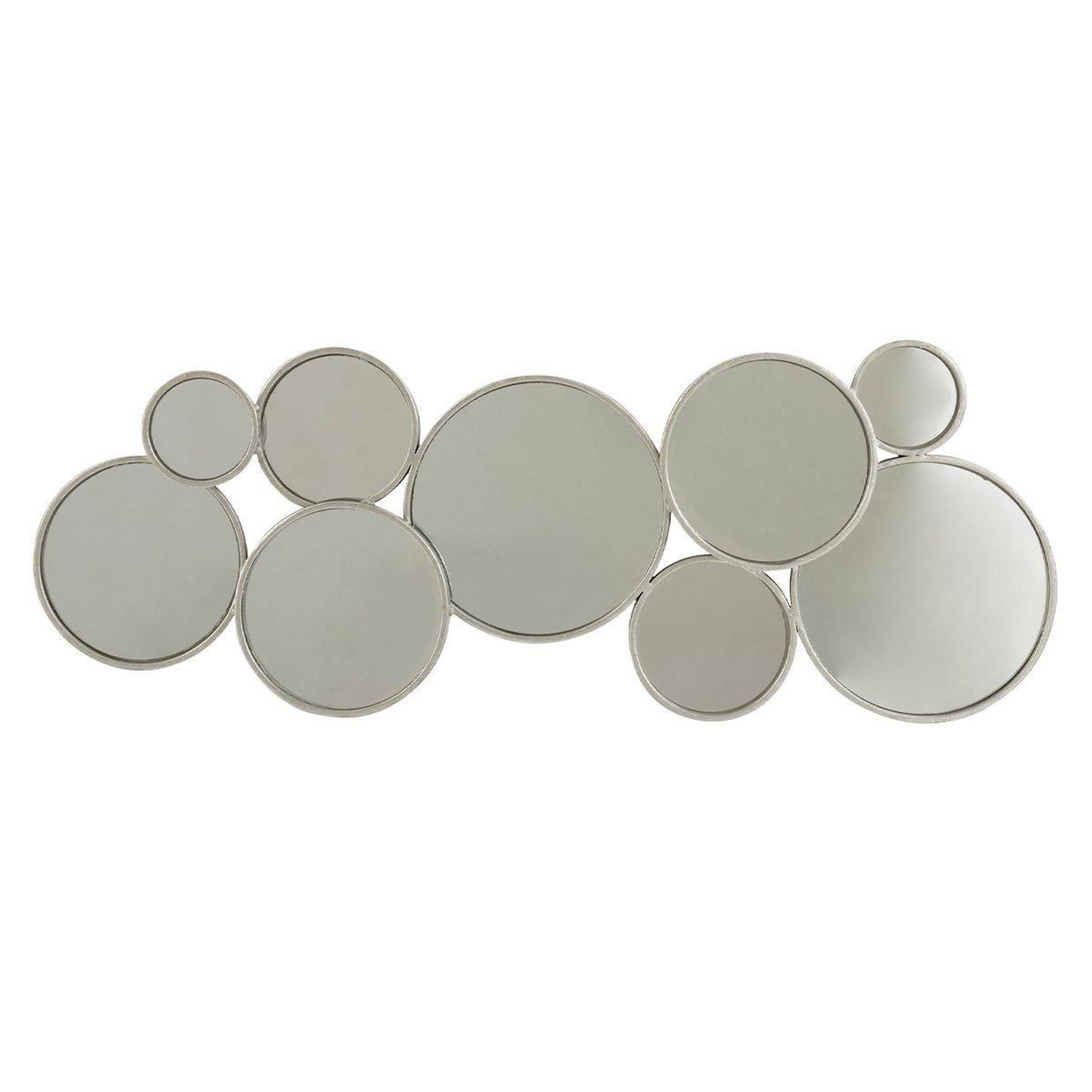 J-LINE Miroir mural design  9 ronds  84cm argent