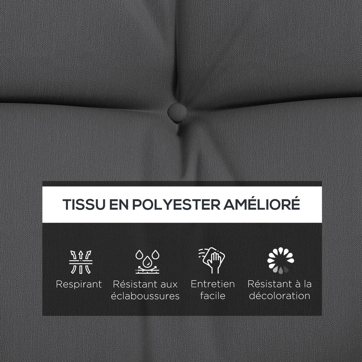 OUTSUNNY Ensemble de 4 coussins d'extérieur pour balancelle gris