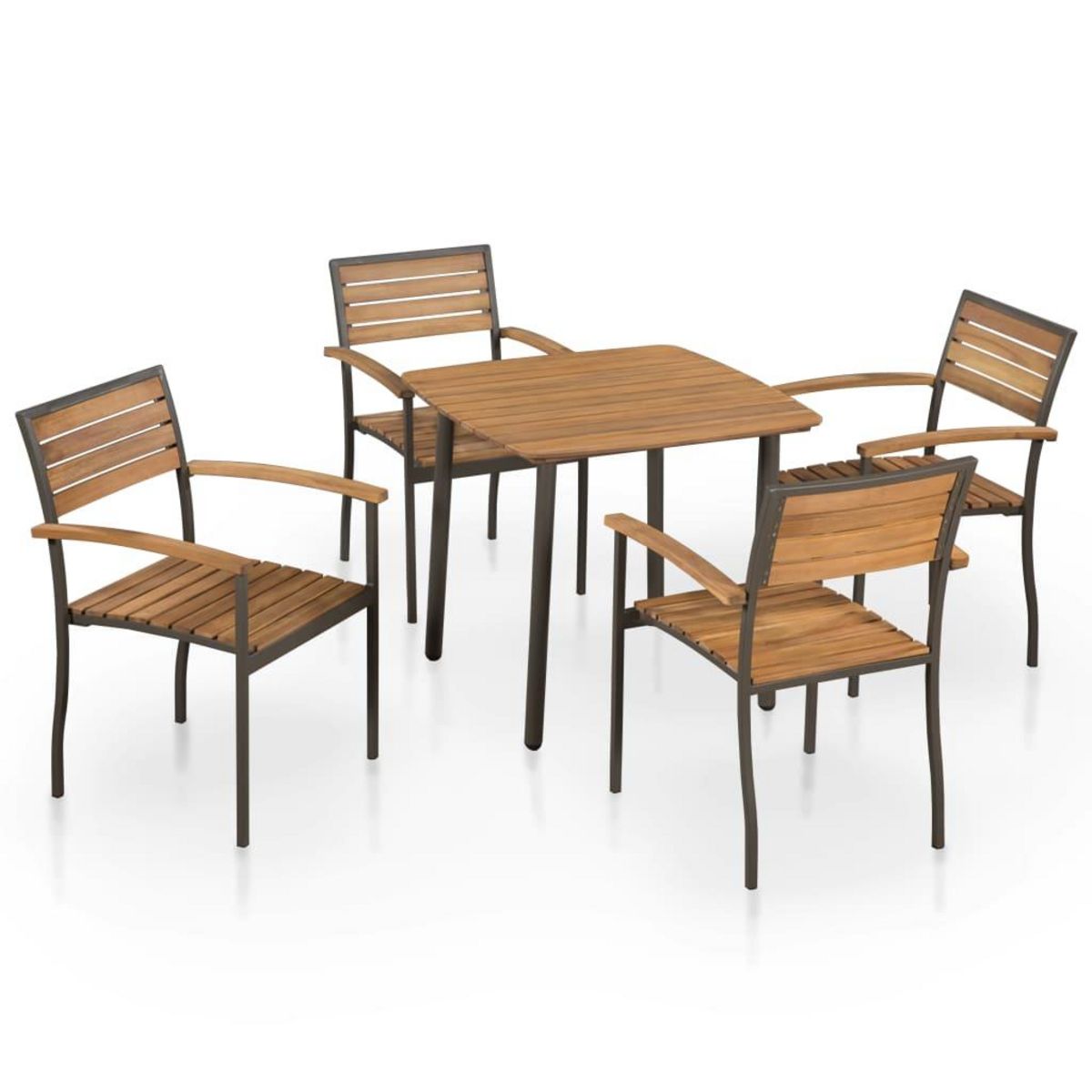 VIDAXL Ensemble a manger d'exterieur 5pcs Bois acacia solide et acier