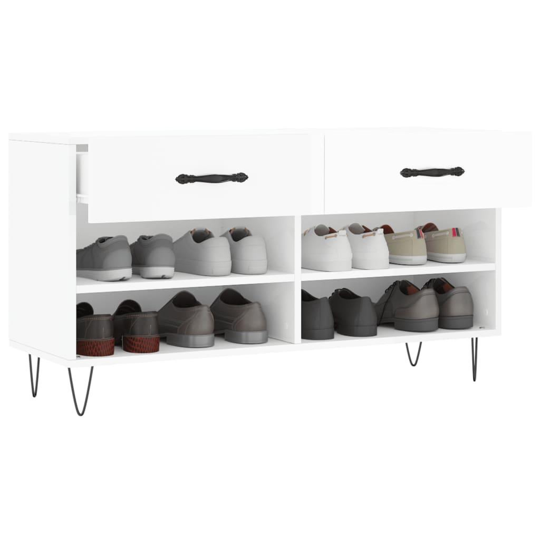Voir la diapositive 4 : VIDAXL Banc a chaussures blanc brillant 102x35x55 cm bois d'ingenierie