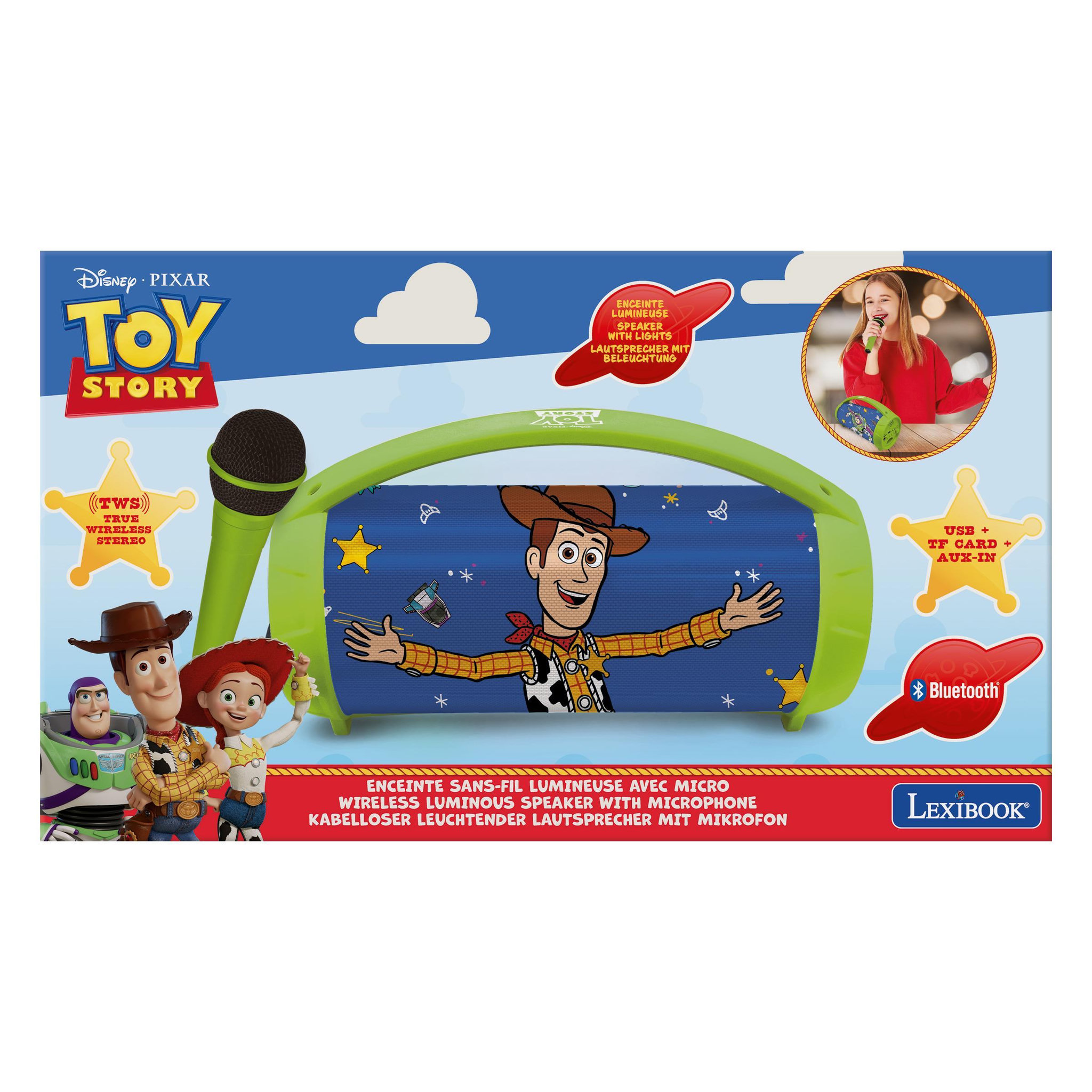 Voir la diapositive 3 : Lexibook Enceinte Bluetooth Lumineuse avec Micro Toy Story