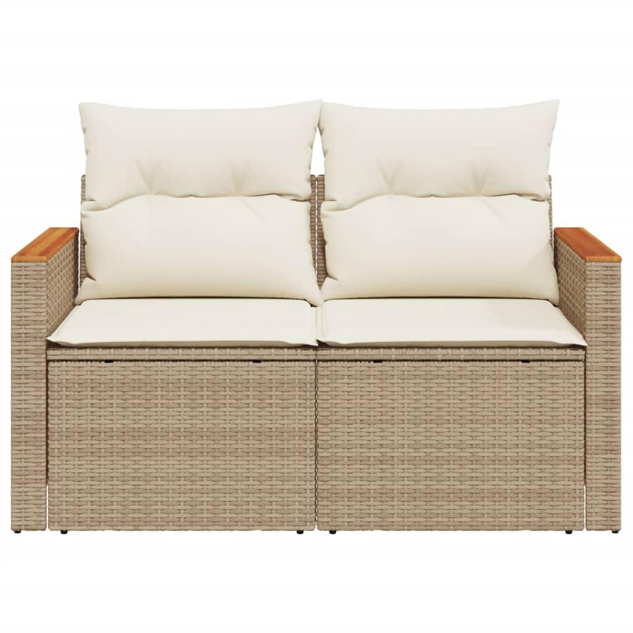 Voir la diapositive 5 : VIDAXL Canape de jardin avec coussins 2 places beige resine tressee