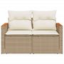 Voir la diapositive 5 : VIDAXL Canape de jardin avec coussins 2 places beige resine tressee