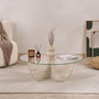 Voir la diapositive 4 : Habitat et Jardin Table basse en verre  Liya  90 x 90 x 30 cm - Travertin