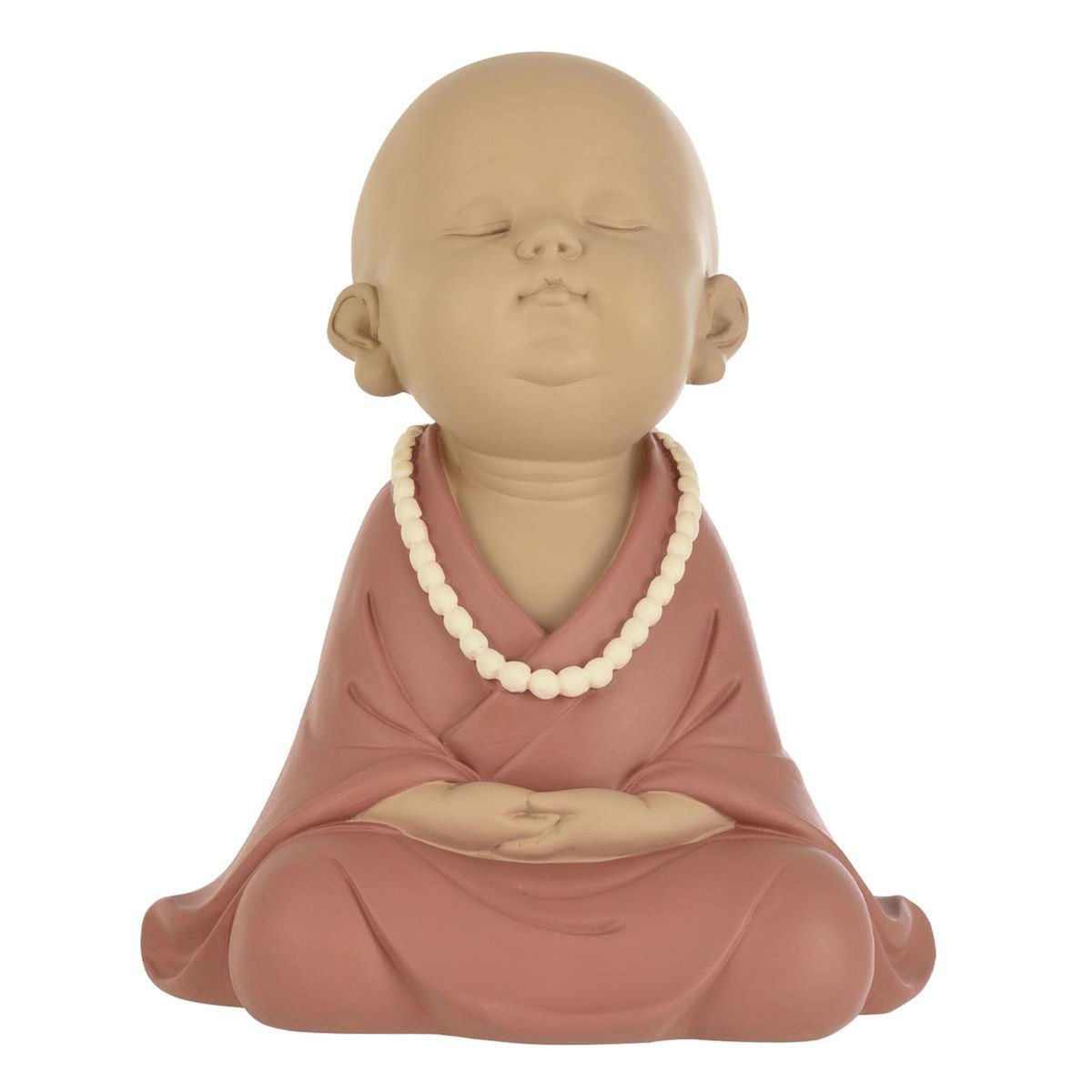 Paris Prix Statuette Déco  Moine Zen  23cm Rose & Naturel