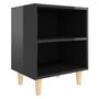 Voir la diapositive 2 : VIDAXL Table de chevet avec pieds en bois Noir brillant 40x30x50 cm