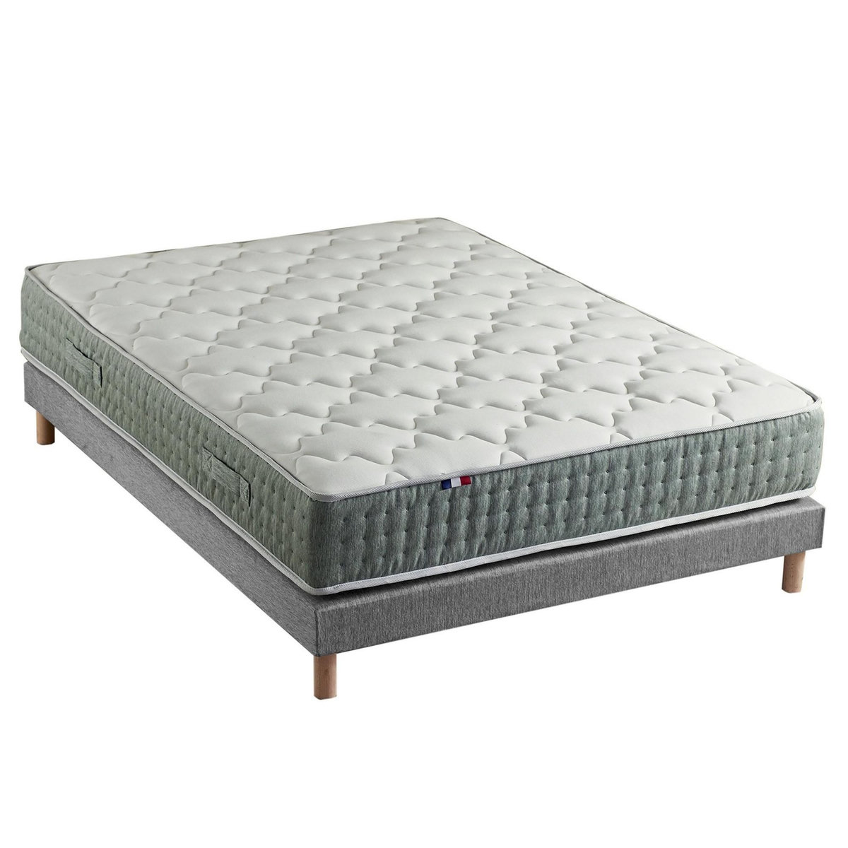 IDLITERIE Ensemble + matelas Ressort 7 zones Face Hiver/Eté différente HYGGE Fabriqué en France