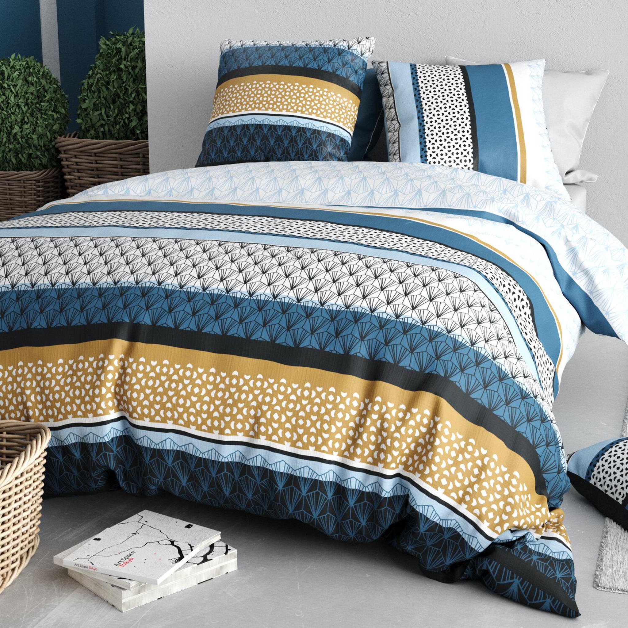 Voir la diapositive 2 : ATELIER DU COTON Parure housse de couette 100% coton 57fils osis