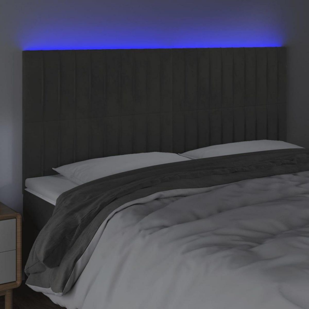 VIDAXL Tete de lit a LED Gris fonce 200x5x118/128 cm Velours