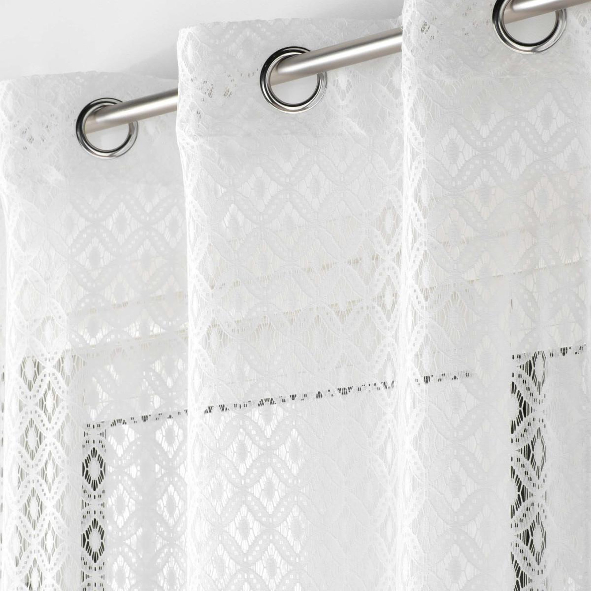 Voir la diapositive 2 : Douceur d'Intérieur Rideau voilage à œillets maille  odilia  140x280cm blanc