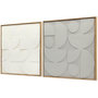 Voir la diapositive 1 : HOMCOM Lot de 2 tableaux murales 3D texturés gris blanc - tableaux décoratifs en relief 80 x 80 cm - cadre effet bois