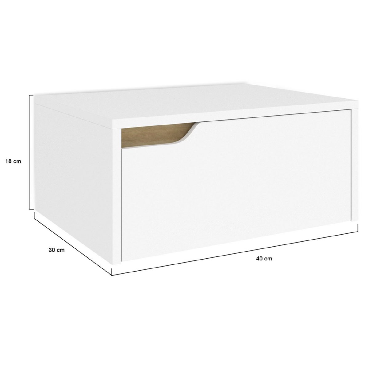 ID MARKET Lot de 2 tables de chevet murales HELSINKI scandinaves 1 tiroir étagère suspendue blanc