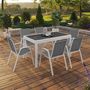Voir la diapositive 4 : ID MARKET Salon de jardin MADRID table extensible 135-270 CM et 12 chaises empilables blanc et gris