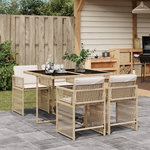 VIDAXL Ensemble a manger de jardin avec coussins 5pcs Beige poly rotin