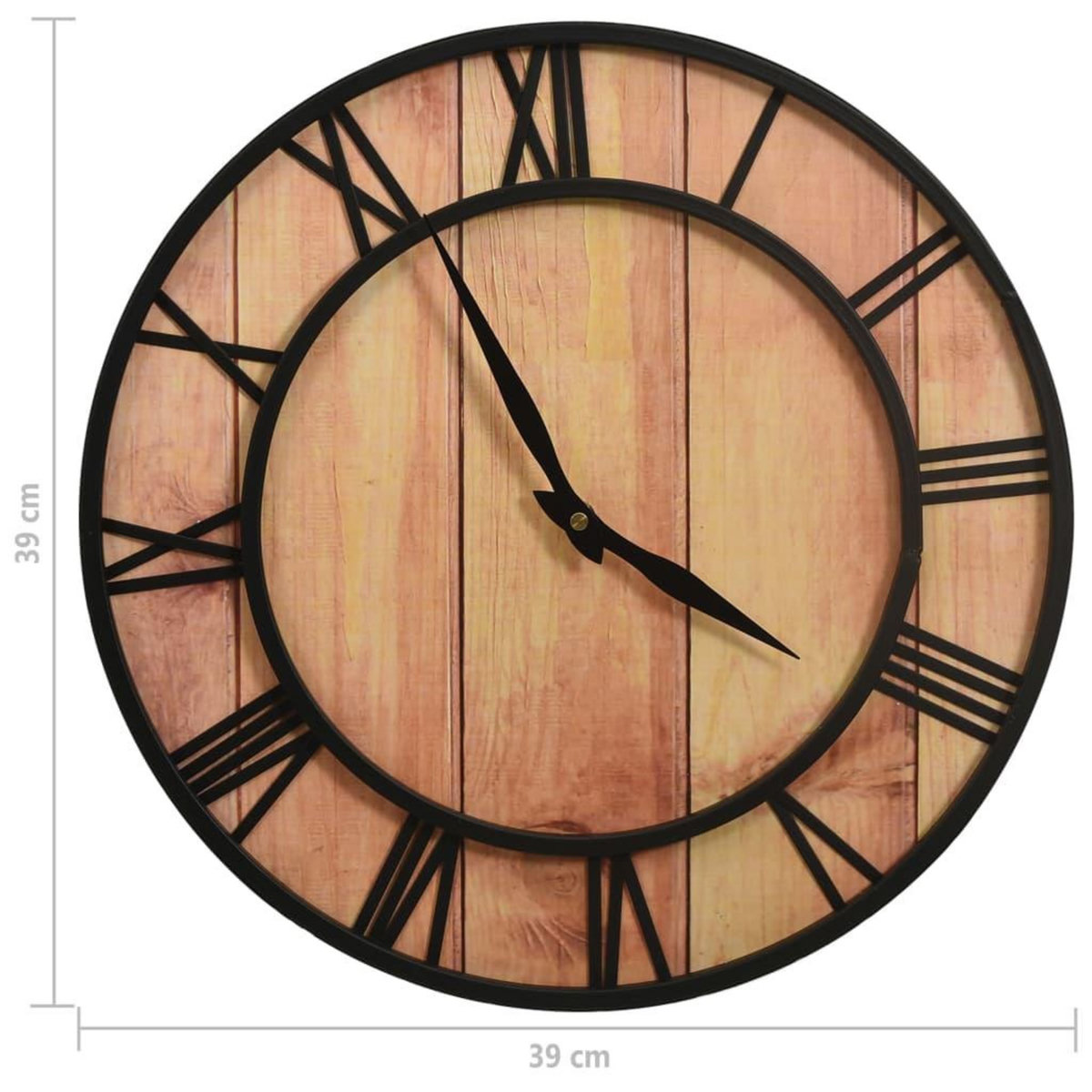 VIDAXL Horloge murale 39 cm Marron et noir MDF et fer