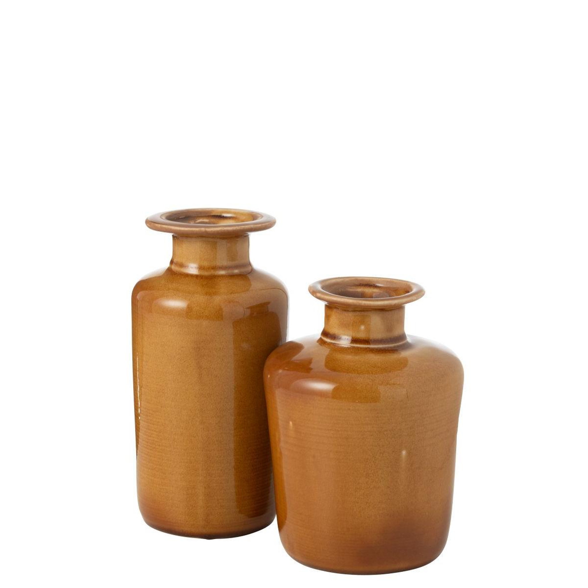 Voir la diapositive 2 : J-LINE Vase déco en porcelaine  nova  20cm moutarde