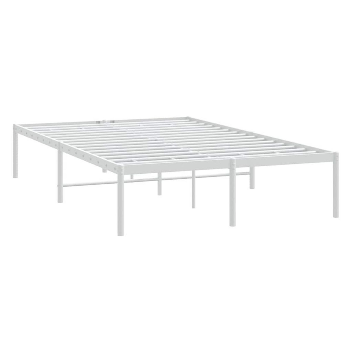 VIDAXL Cadre de lit metal blanc 135x190 cm