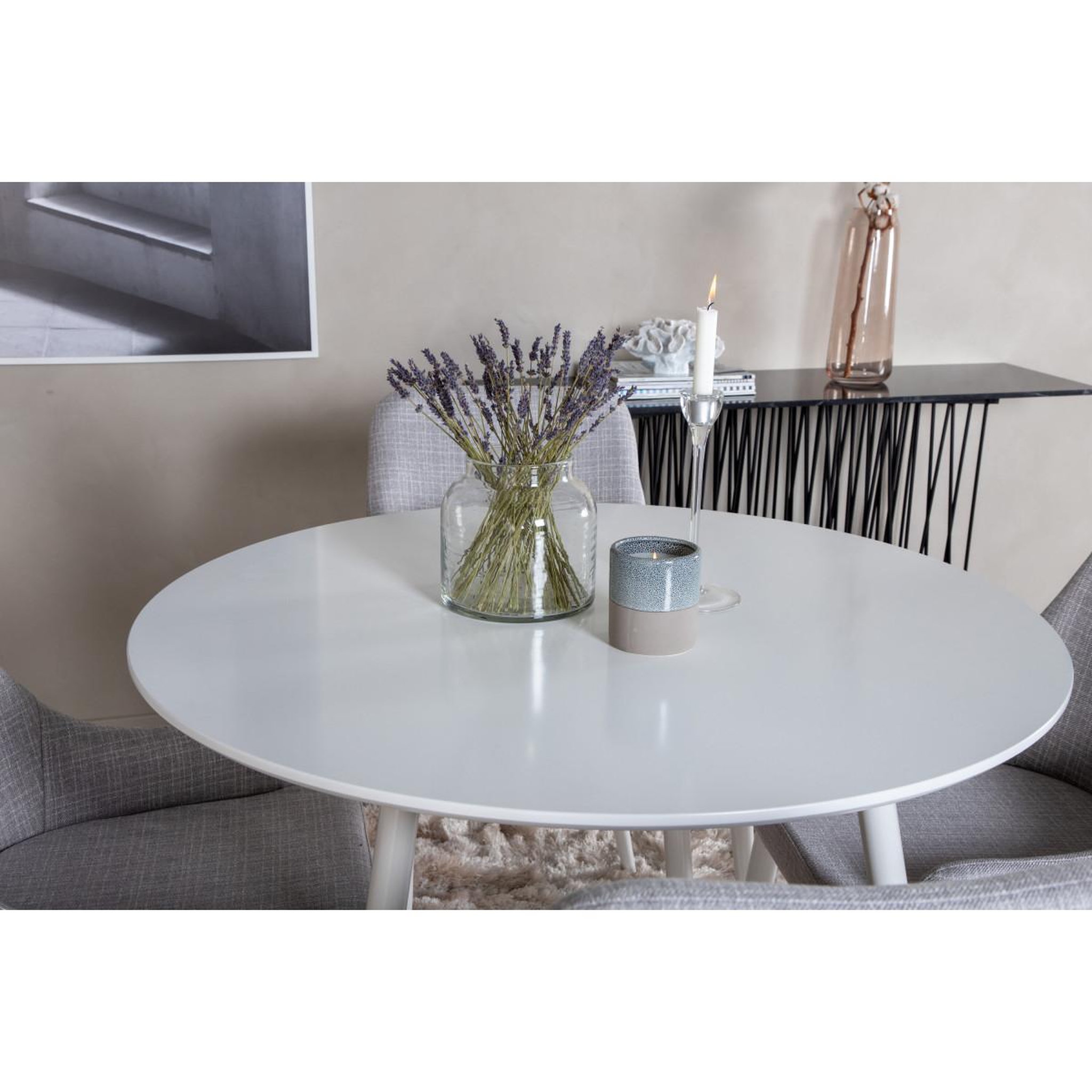 Voir la diapositive 5 : Paris Prix Ensemble table à manger & 4 chaises  plaza  100cm blanc & gris