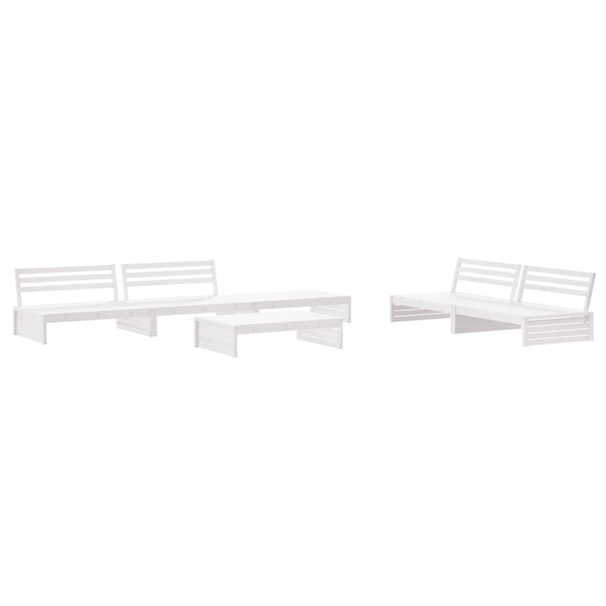 Voir la diapositive 3 : VIDAXL Salon de jardin 6 pcs avec coussins blanc bois massif
