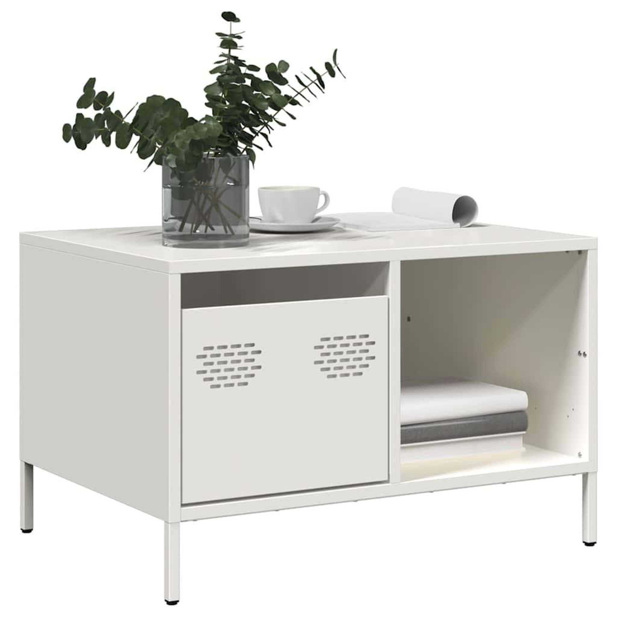 VIDAXL Table basse blanc 68,5x50x43,5 cm acier lamine a froid