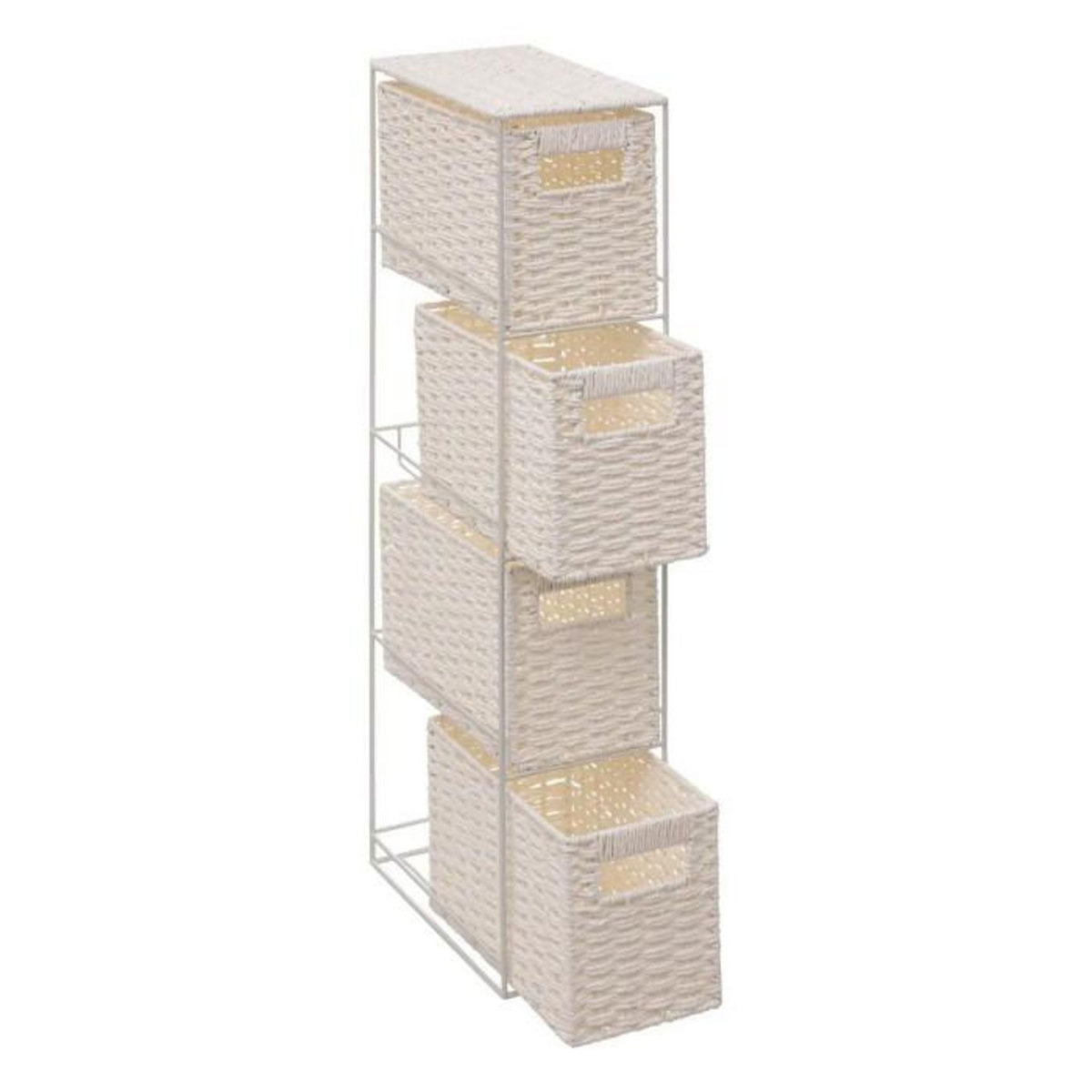 FIVE Étagère 4 Paniers de Rangement  Costa  70cm Blanc
