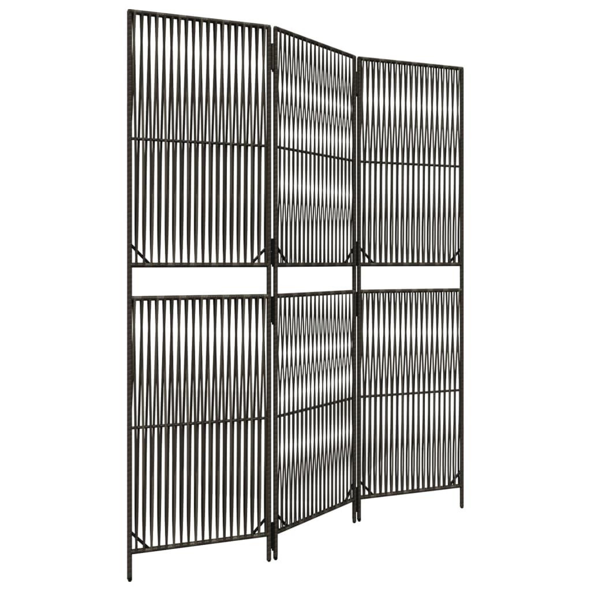 Voir la diapositive 2 : VIDAXL Cloison de separation 3 panneaux gris resine tressee