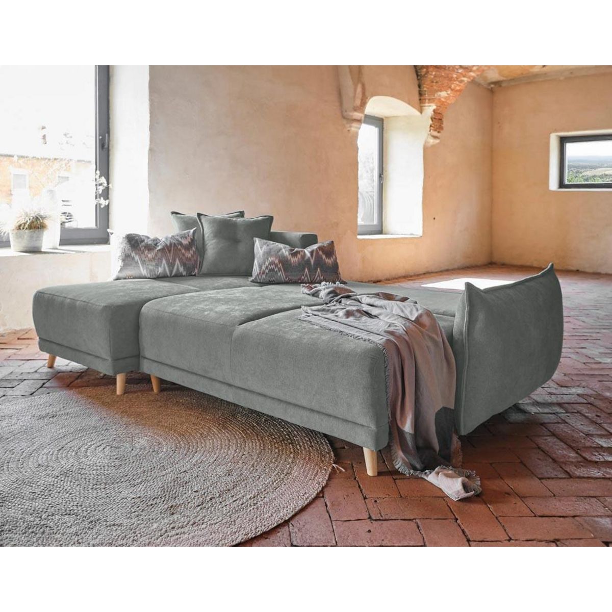 BEST MOBILIER Lena - canapé d'angle réversible convertible - 4 places - style scandinave