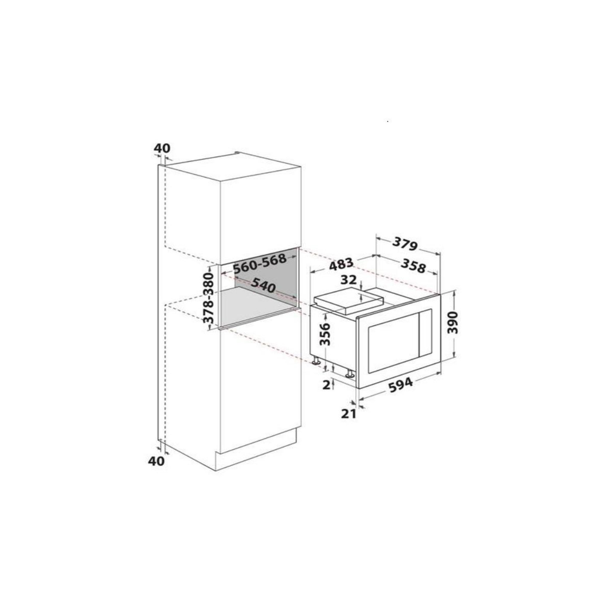 Voir la diapositive 3 : Whirlpool Micro-ondes gril encastrable 25l 900w - WMF250G
