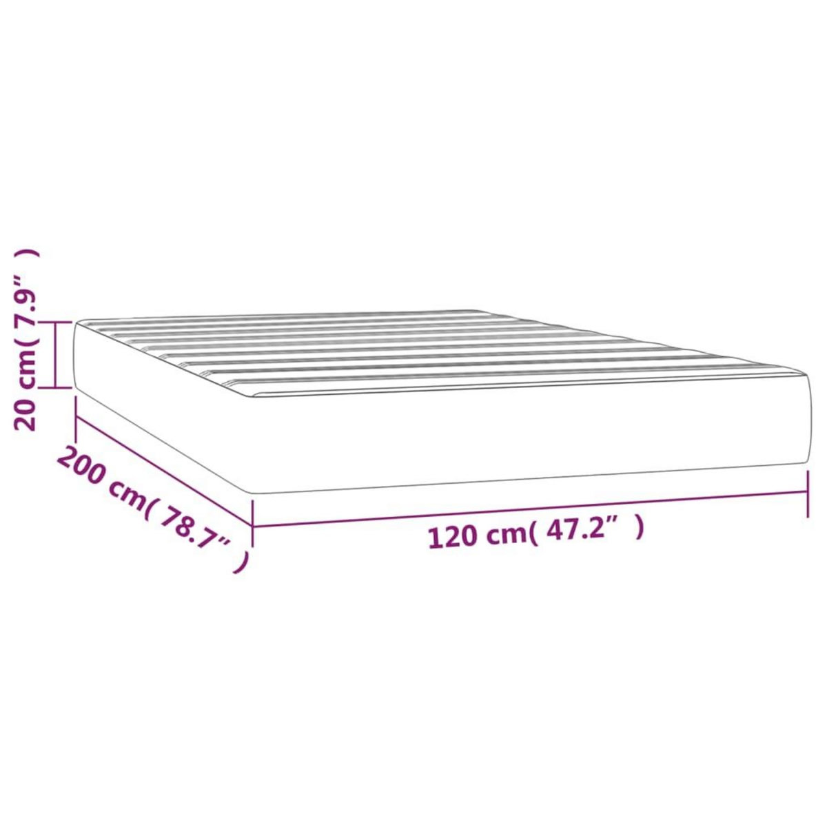VIDAXL Matelas de lit a ressorts ensaches Gris clair 120x200x20 cm