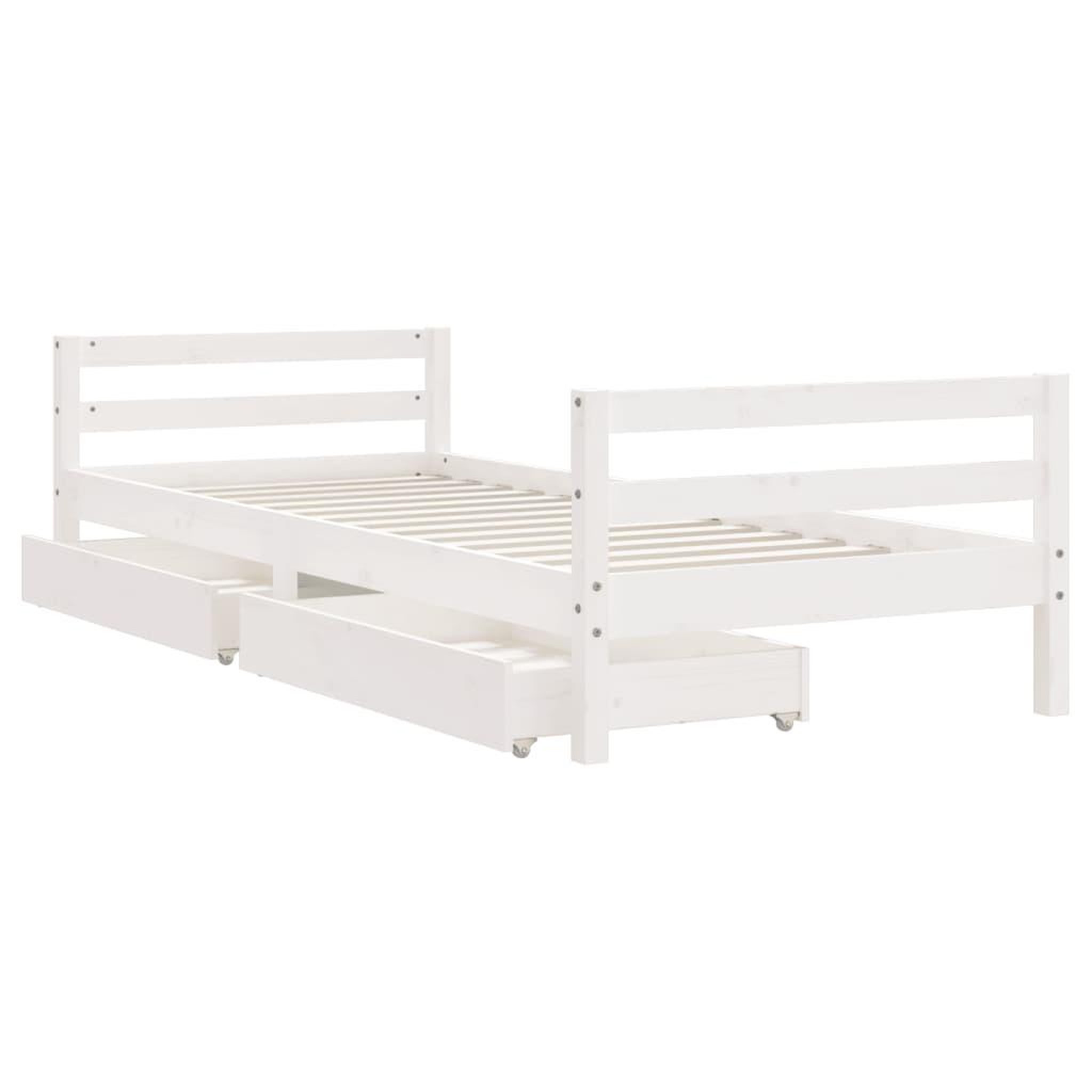 Voir la diapositive 4 : VIDAXL Cadre de lit enfant tiroirs blanc 80x200 cm bois de pin massif