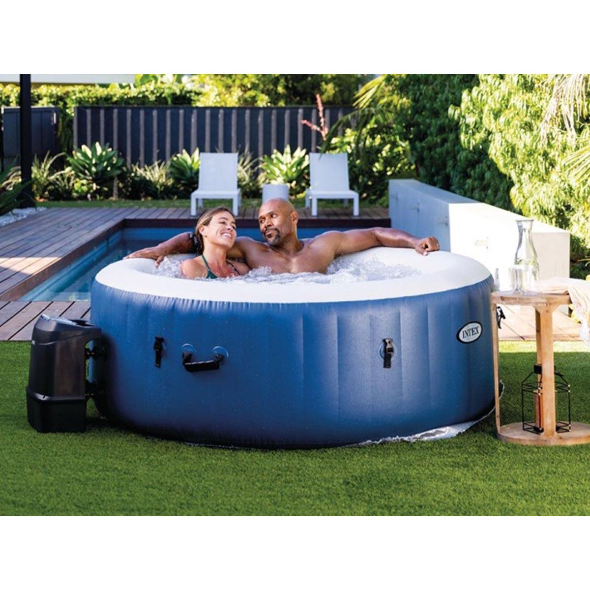 INTEX Spa gonflable PureSpa Blue One rond Bulles 2/4 places - Intex