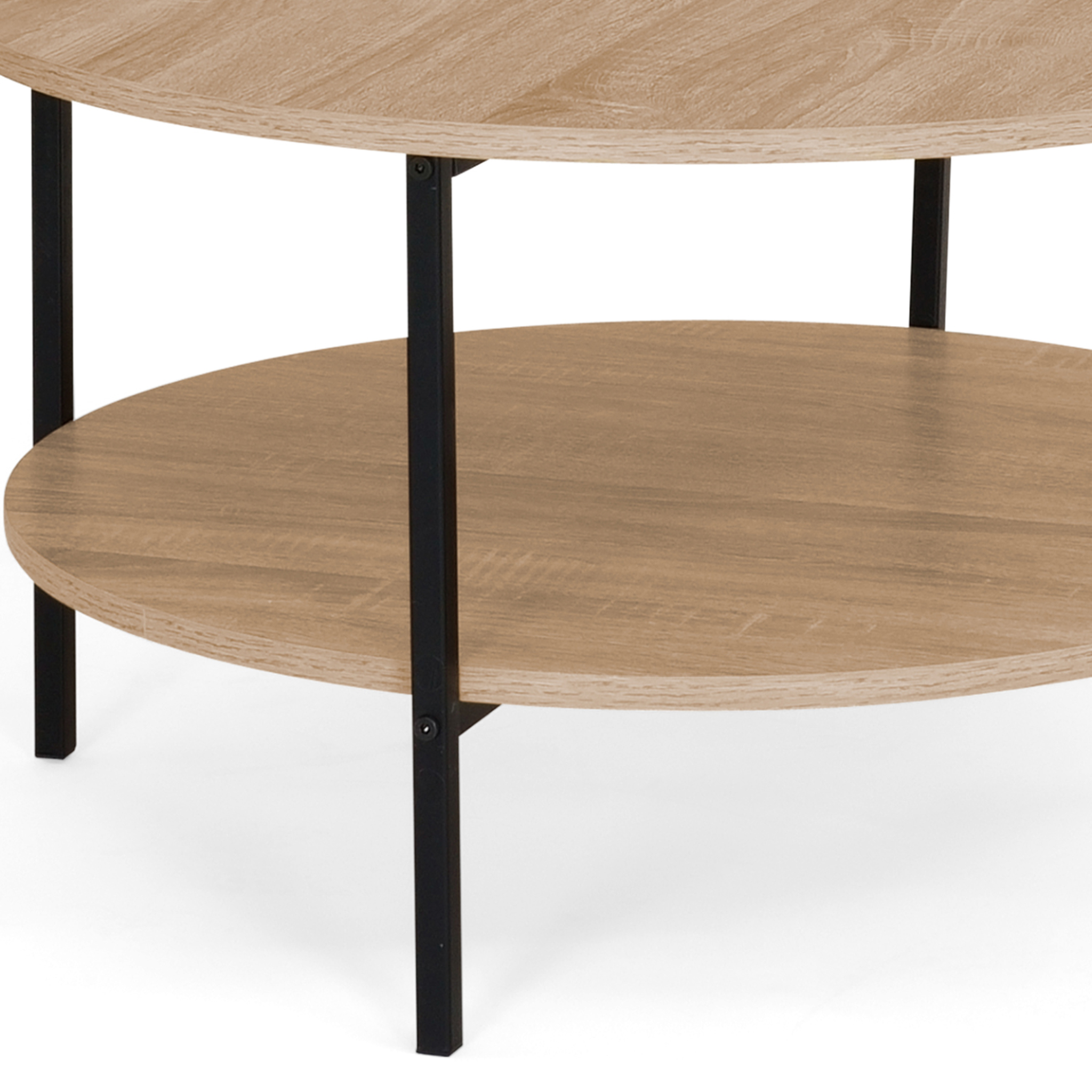 Voir la diapositive 4 : ID MARKET Table basse double plateau rond detroit 70 cm design industriel