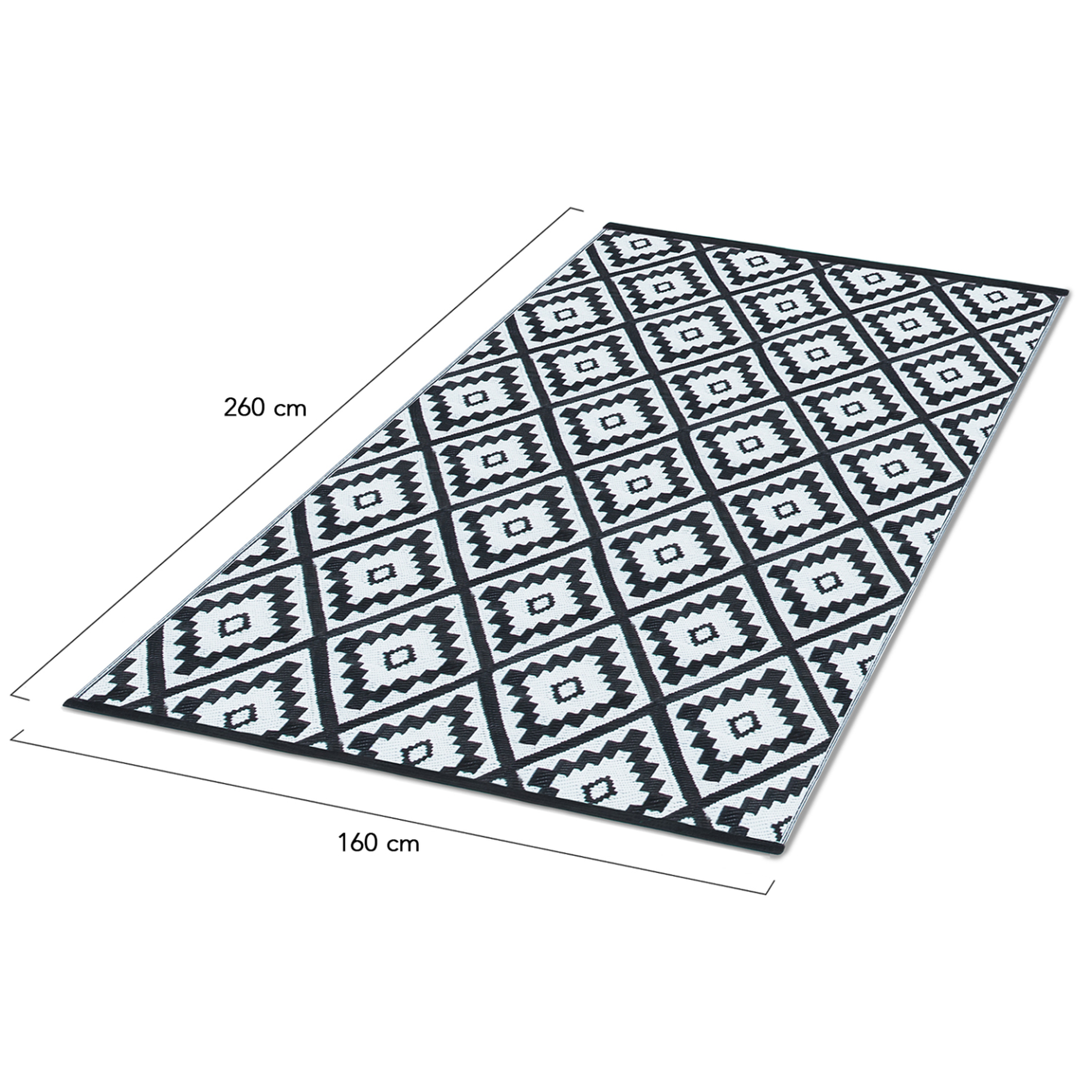 Voir la diapositive 5 : ID MARKET Tapis extérieur bahamas noir 160 x 260 cm