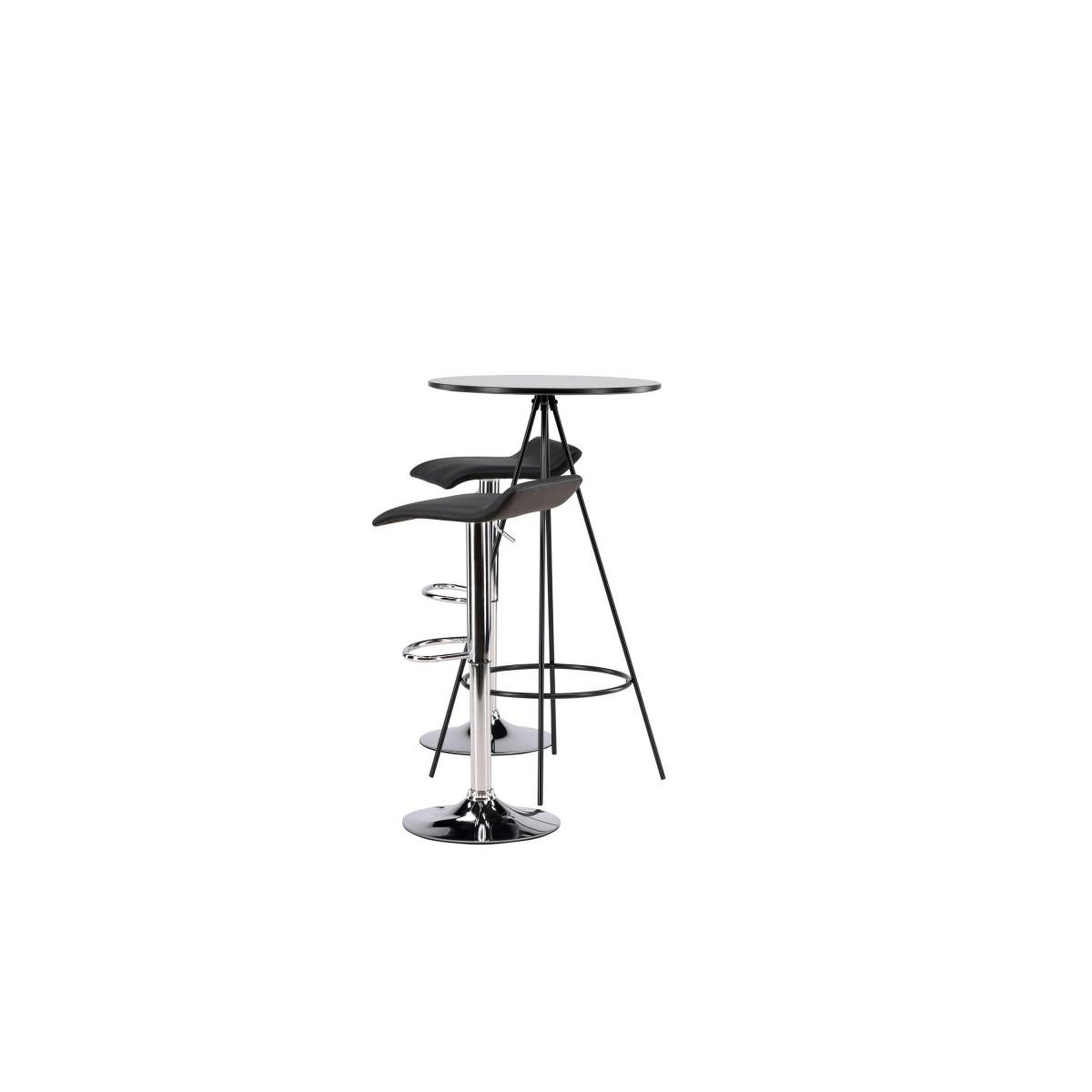 Voir la diapositive 4 : Paris Prix Ensemble Table de Bar & 2 Tabourets  Bistro & Jonna  105cm Noir
