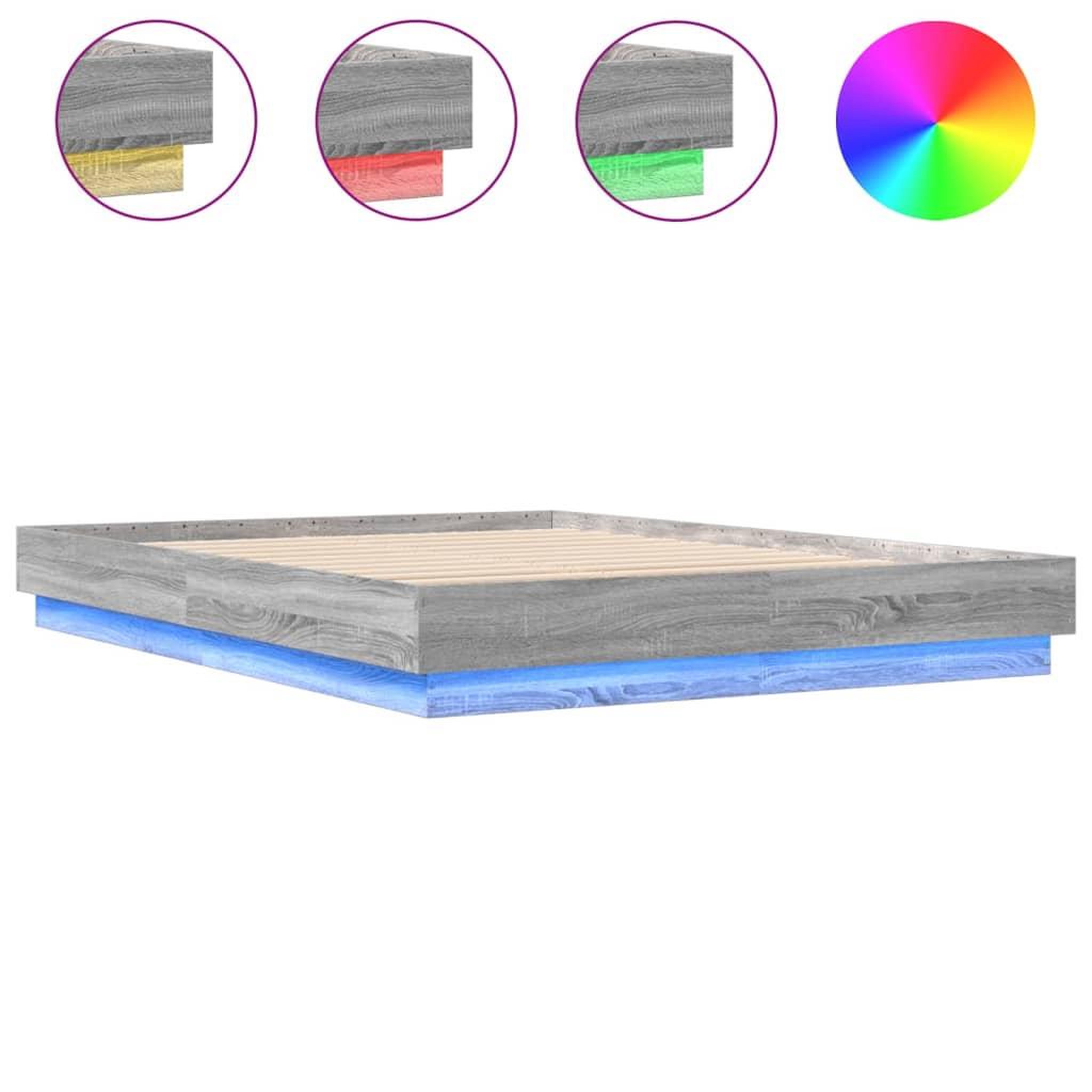 Voir la diapositive 2 : VIDAXL Cadre de lit avec LED sans matelas sonoma gris 150x200 cm