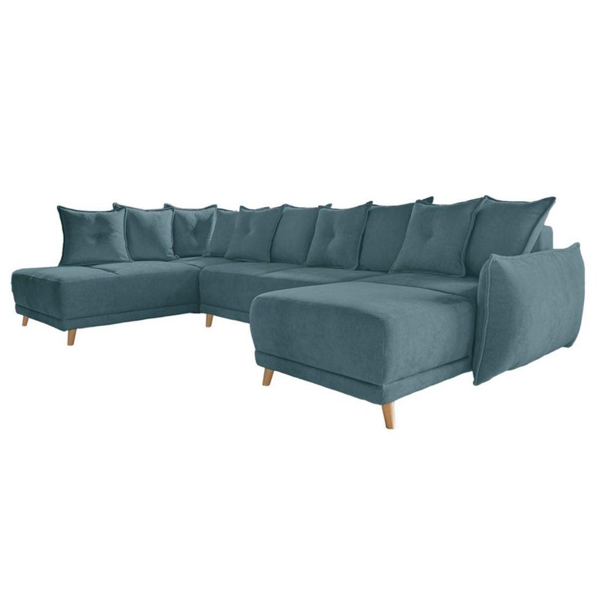 BEST MOBILIER Lena - canapé d'angle panoramique convertible - avec coffre - 7 places - gauche