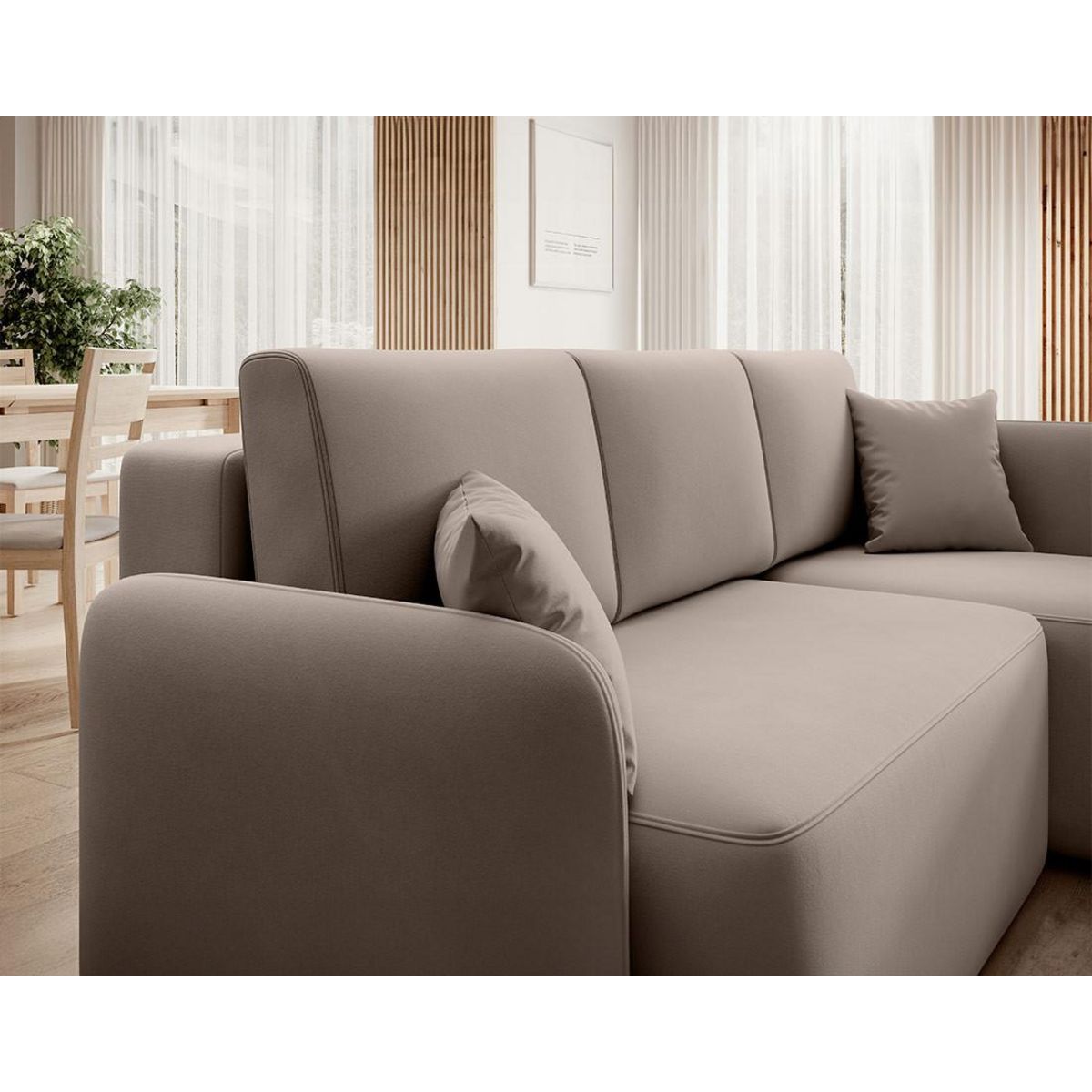 BEST MOBILIER Suzie - canapé d'angle droit 4 places convertible avec coffre en velours